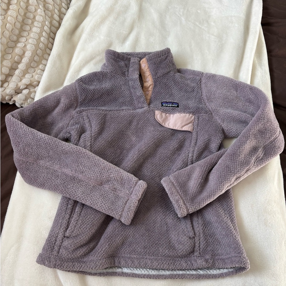 Patagonia Women's Fleece Pullover - Mauve with Pale Pink Trim